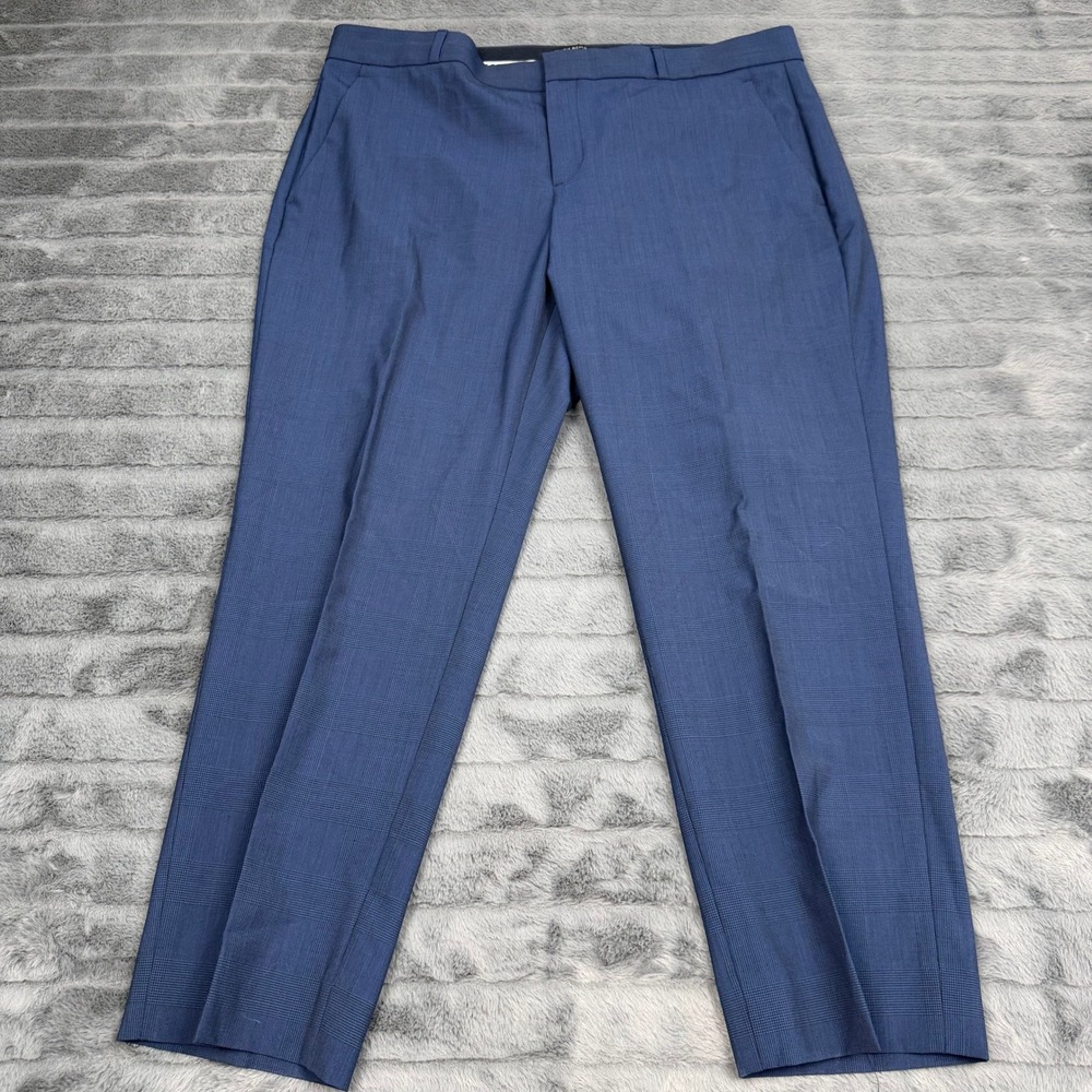 Banana Republic Avery Italian Wool Plaid Dress Pants Blue 12P Petite 13763